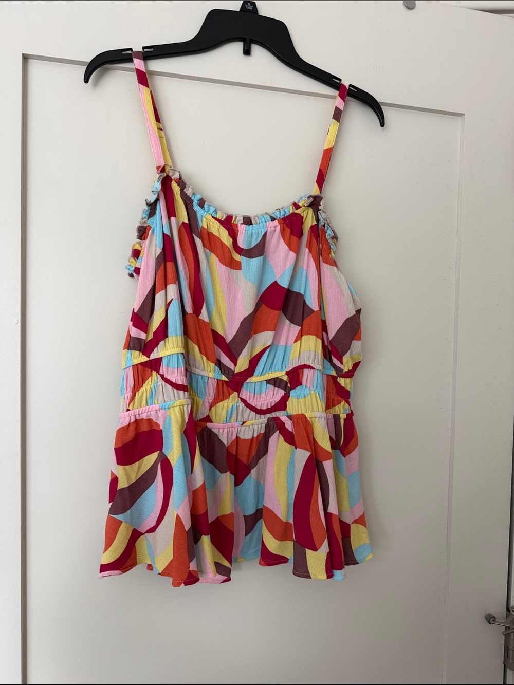 Torrid. Size 2X. Multi‑Color Abstract Ruffle Neck Tank